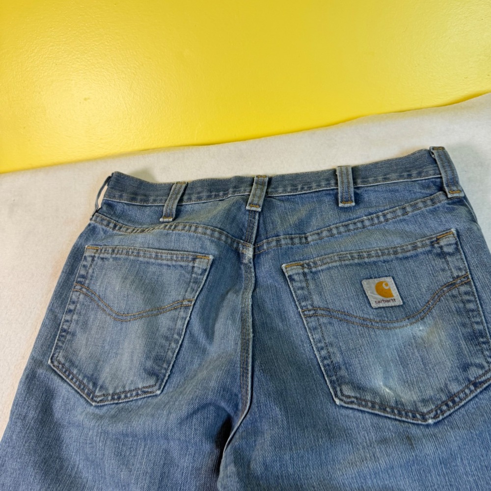 Carhartt Mens 101496 Traditional Fit Distressed Blue Denim Jeans 32x34 Light